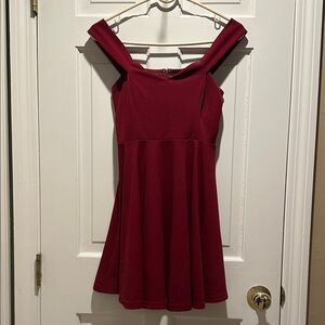 Windsor Off-Shoulder Burgundy Mini Dress